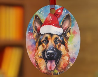 German Shepherd Dog Christmas Ornament - Unique Holiday Decor - Metal