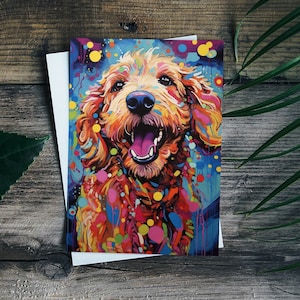 Golden Doodle, Greeting card, Birthday dog card, Anniversary, Pet Sympathy card, Blank Card