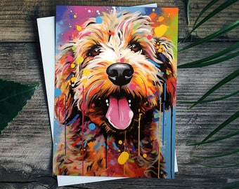 Golden Doodle, Greeting card, Birthday dog card, Anniversary, Pet Sympathy card, Blank Card