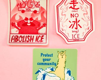 Protect your community – Abolish Ice –  No Ice Stickers