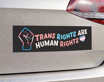 Trans Rights Are Human Rights Car Magnet: LGBTQ+ Pride Vehicle Decor