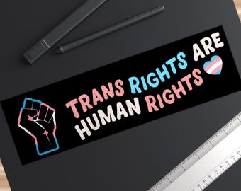 Trans Rights Are Human Rights Bumper Sticker: LGBTQ+ Pride Car Decal