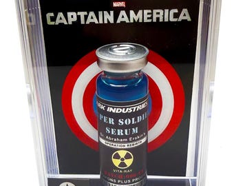 Captain America Super Soldier Serum Vial Bottle with Display Collectable Box Prop