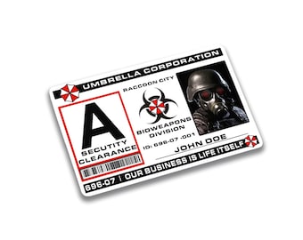 Resident Evil Umbrella Corporation ID Plastic Card ID Movie Prop