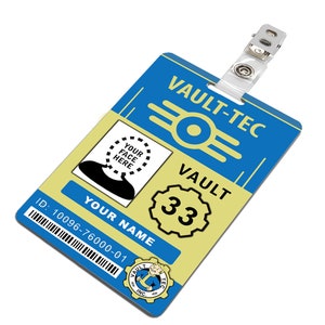 Custom Fallout Vault-Tec ID Badge PVC Plastic Add your name and picture