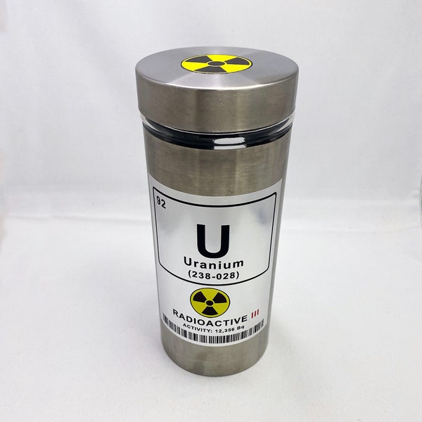 Uranium Stainless Steel Cylinder 8 inch Prop Replica Radioactive Nuclear Joke Funny