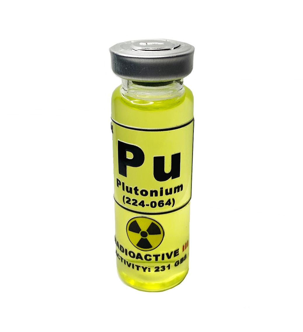 Plutonium Vial Glowing Under Black Light Prop Replica Radioactive