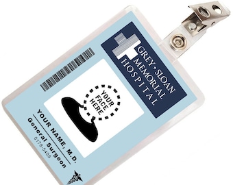 Custom Grey's Anatomy MD ID Badge Costume Add your name and picture