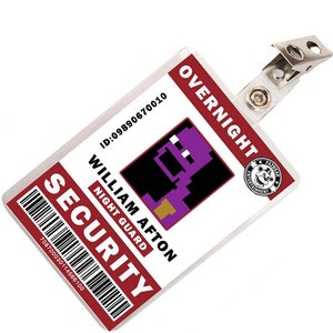 Disfraz de cosplay con placa de identificación de seguridad de Five Nights at William Afton V2 de FNAF
