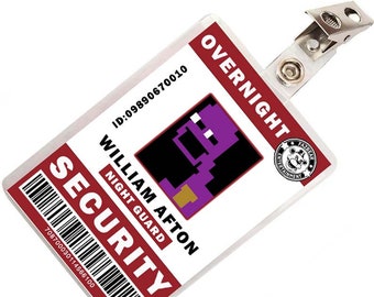 FNAF Five Nights at William Afton V2 Security ID Badge Cosplay Costume