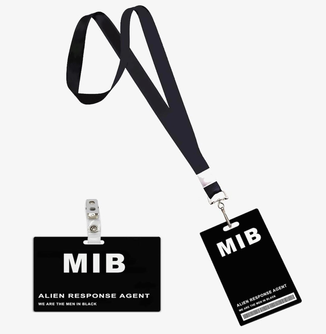 MIB Men in Black ID Badge Set of 2 PVC Card Lanyard Cosplay Halloween Costume Etsy