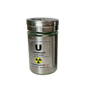 Cilindro de acero inoxidable de uranio de 3,2 pulgadas, réplica de hélice, broma nuclear radiactiva divertida