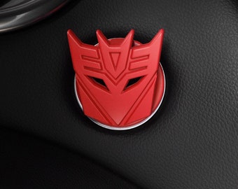 Transformer Autobots and  Decepticons Alloy Push Start Stop Button Cover, Universal Engine Ignition Switch, Car Interior Decor Start