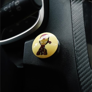 Ironman Character Round Plastic Push Start Stop Button Cover, Plastic Universal Engine Ignition Switch, Car Accessories, Car Interior Decor