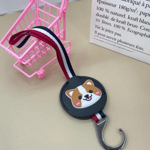 かわいいコーギーの伸縮式ハンガーカーフック、カーシートフック、ベビーカートユニバーサルフック、バッグ用フック、車内装飾