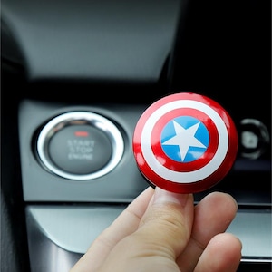 Captain America Plastic Push Start Stop Button Cover, Universal Engine Ignition Switch, Car Interior Decor Start