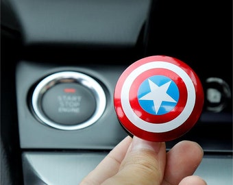 Captain America Plastic Push Start Stop Button Cover, Universal Engine Ignition Switch, Car Interior Decor Start