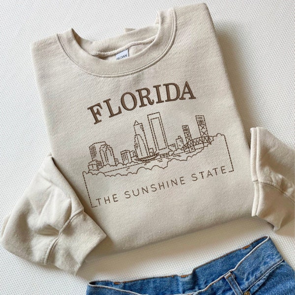 Embroidered Florida The Sunshine State T-Shirt Sweatshirt – Custom State, Custom Embroidery | Personalized Sweatshirt T-shirt