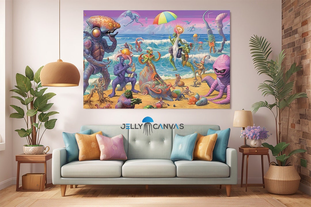 Fantasy Art, Canvas, Canvas Art, Wall Art, Alien Wall Art, Spaceship