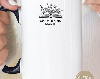 40th Years Personalized Gift, floral birthday gifts, Chapter 40 Coffee Cup With Name Custom Gift For Her Born In 1985 Mug 40th daughter gift