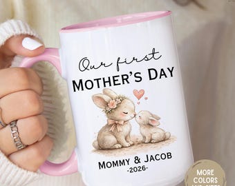 Personalized First Mother's Day Mug, Custom Name Gift for New Mom 2026, First Time Mom Gift from Baby, Mama Coffee Cup Keepsake (Mug- R)