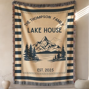 Personalized Woven Blanket for Lake house Owner, Custom woven throw for lake house decor, Lakehouse Decoration Woven Throw, lake house gifts