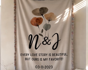 Cotton Anniversary Gift Personalized Throw Blanket Second Anniversary, Personalized 2nd Anniversary Blanket Gift, Second Anniversary Gift