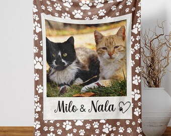 Custom Cat Photo Blanket, Personalized Cat Blanket, Pet Photo Throw Blanket, Cat Lover Gift, Custom Kitty Blanket, Cat Mom Gift