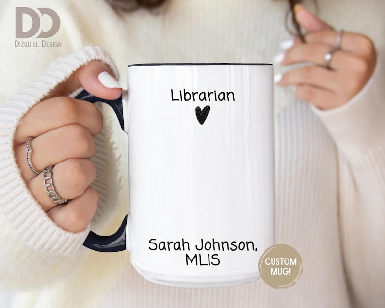 Personalized Librarian Mug, Custom MLIS Graduation Gift, Book Lover ...