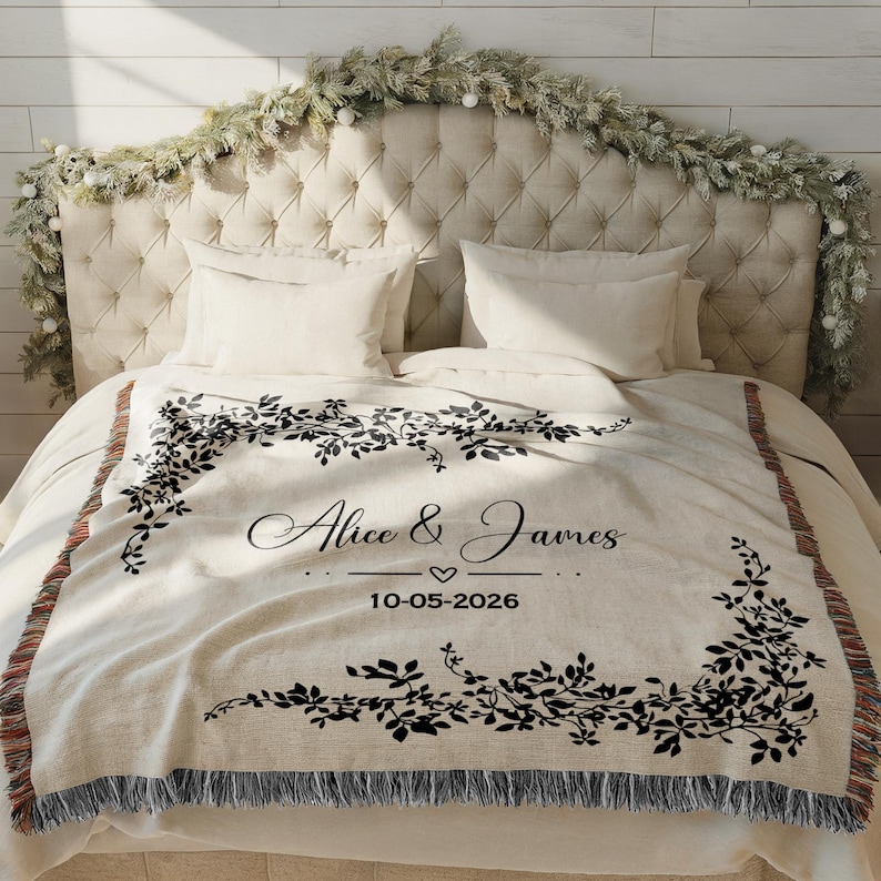 Personalized Wedding Gift Blanket, Custom Anniversary Gift for Couple ...