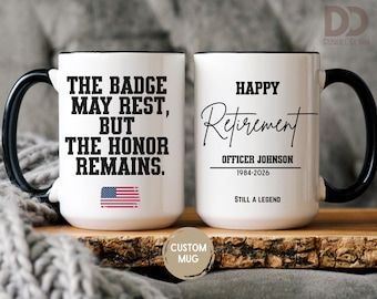 Police Retirement Mug Personalized, Custom Officer Gift, Retired Police Coffee Cup, Boss Retirement Present For Men Or Women, sheriff gifts