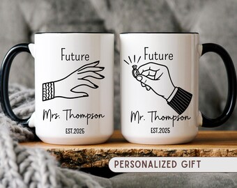 Personalized Future Mr. and Mrs. Mug | Engagement Gift for Couples | Bridal Shower Keepsake | Custom Wedding Coffee Mug | His and Hers Mugs
