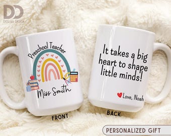 Personalized Teacher Mug Gift, Custom Name Preschool Mug, Preschool Teacher Christmas Gift, cute Teacher Gift, Teacher Appreciation gifts
