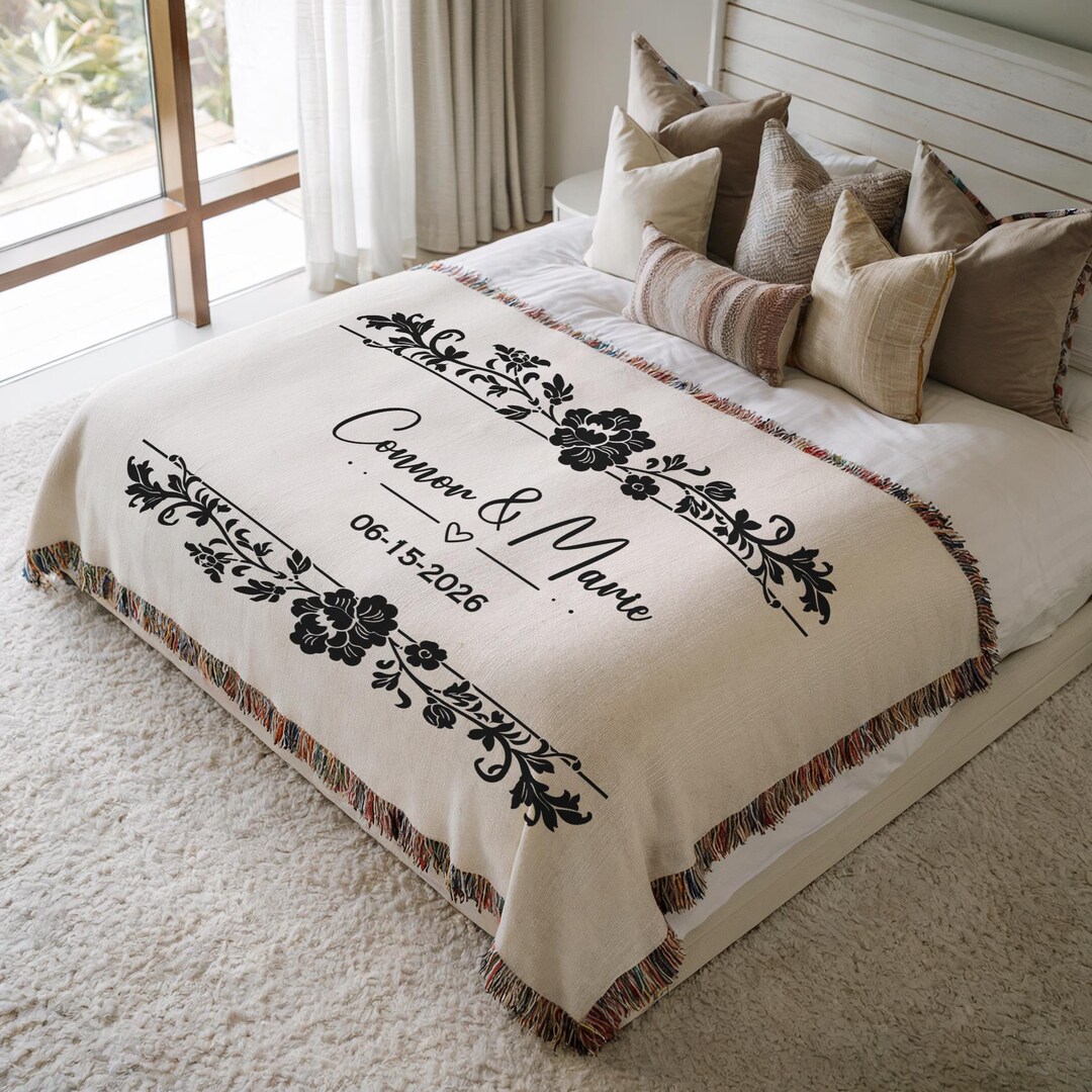 Personalized Wedding Gift Blanket, Custom Anniversary Gift for Couple ...