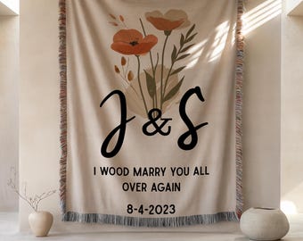 Personalized Throw Blanket Second Anniversary, Cotton Anniversary Gift, Personalized 2nd Anniversary Blanket Gift, Second Anniversary Gift