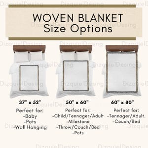 Bundle Woven Blanket Care Card and Size Options, Blanket Care Instructions, Woven Blanket Mockup, Printify Blanket size chart , PNG File