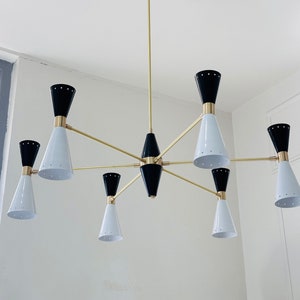 6 Arm Beautiful Stilnovo Italian Style Brass Sputnik Chandelier - Mid Century Handmade Ceiling Hanging Light