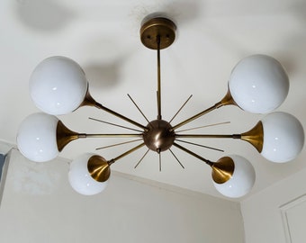 Modern Handcrafted 6 Light Beautiful Sputnik Chandelier Mid Century Ceiling Light