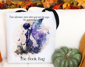 Tote Bag, Fairy Castle Book Bag, Whimsical Tote For Books, Perfect Gift For Avid Reader, Fantasy Style Bag For Book Worm, Birthday For Her