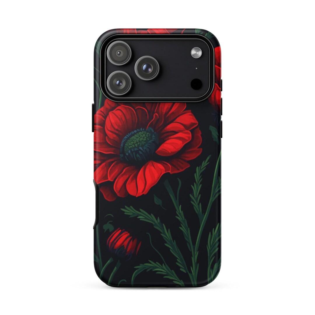 Red Big Retro Poppies iPhone Tough Case Protective Phone - Etsy