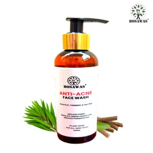 bosawas anti acne facewash with salicylic acid licorice extract wild turmeric tea tree oil aloevera chamomile for all skin types men women