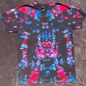 Camiseta Tie-Dye - Média | Manga Curta Ice Dye / Única, Única, Feita à Mão, Adulto Unissex, Média, Tingimento Reverso