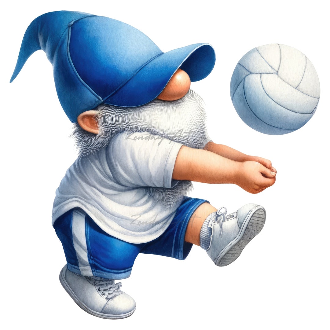 Volleyball Gnome Clipart, Watercolor Volleyball Gnome, Sport Gnome, Volleyball Png, Volleyball
