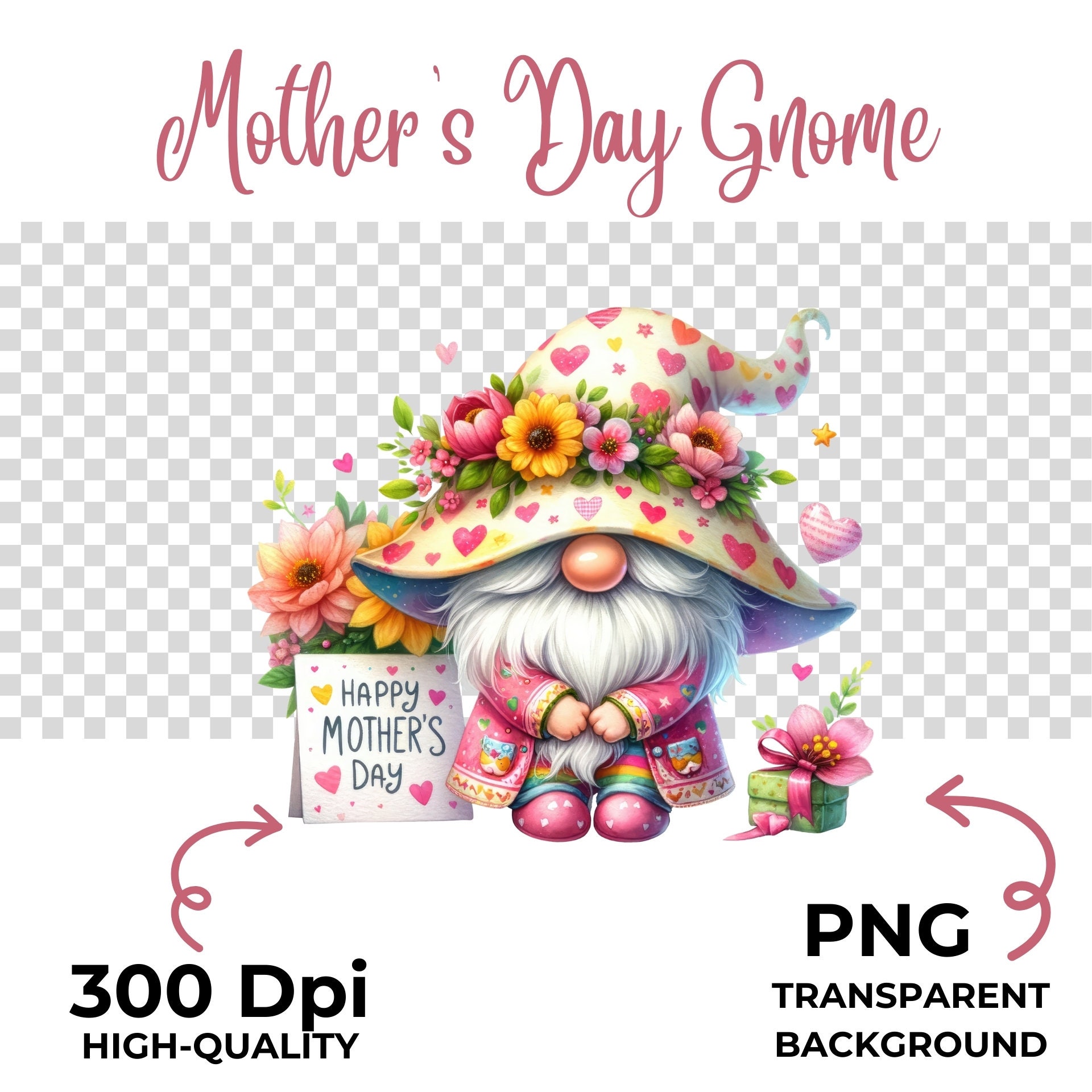 Watercolor Mother's Day Gnomes Clipart (PNG, PDF) - Etsy