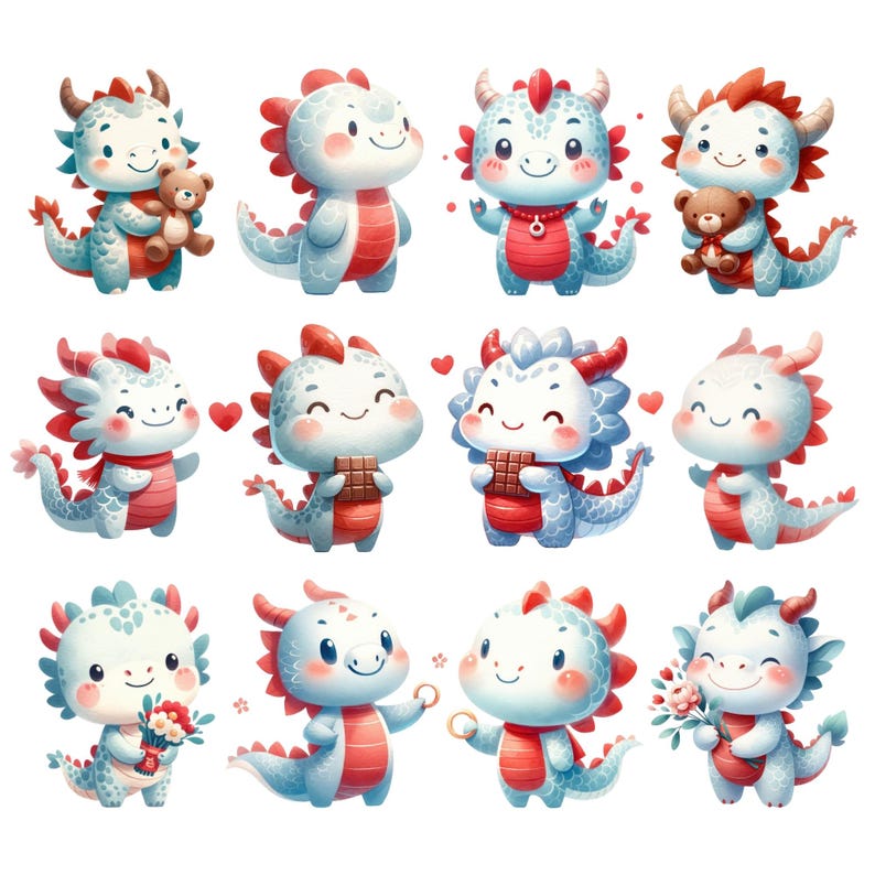 Cute Dragon Valentine Clipart, Dragon Love PNG, Love Heart PNG ...