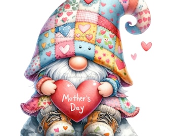 Watercolor Mothers Day Gnomes Clipart, Mothers Day Gnomes PNG, Mother&#39;s Day Clipart, Mother&#39;s Day PNG, Gnomes Sublimation, Commercial Use