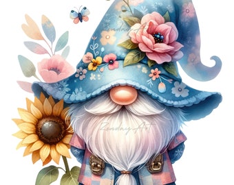 Spring Gnomes PNG Bundle Collection, Flowers Gnomes PNG, Cute Gnome, Fantasy Floral, Spring gnome PNG graphics, Commercial Use