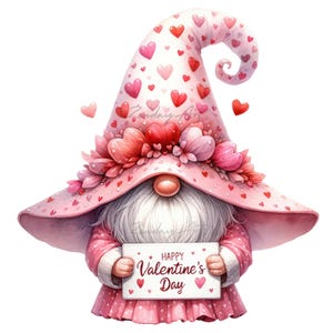 Valentines Gnome Clipart Bundle, Valentines Clipart, Valentines PNG Graphics, Gnome Sublimation, Cute Gnome PNG, Commercial Use