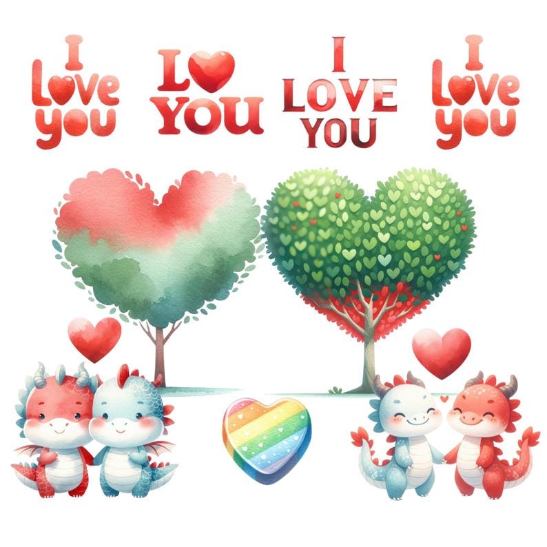 Cute Dragon Valentine Clipart, Dragon Love PNG, Love Heart PNG ...