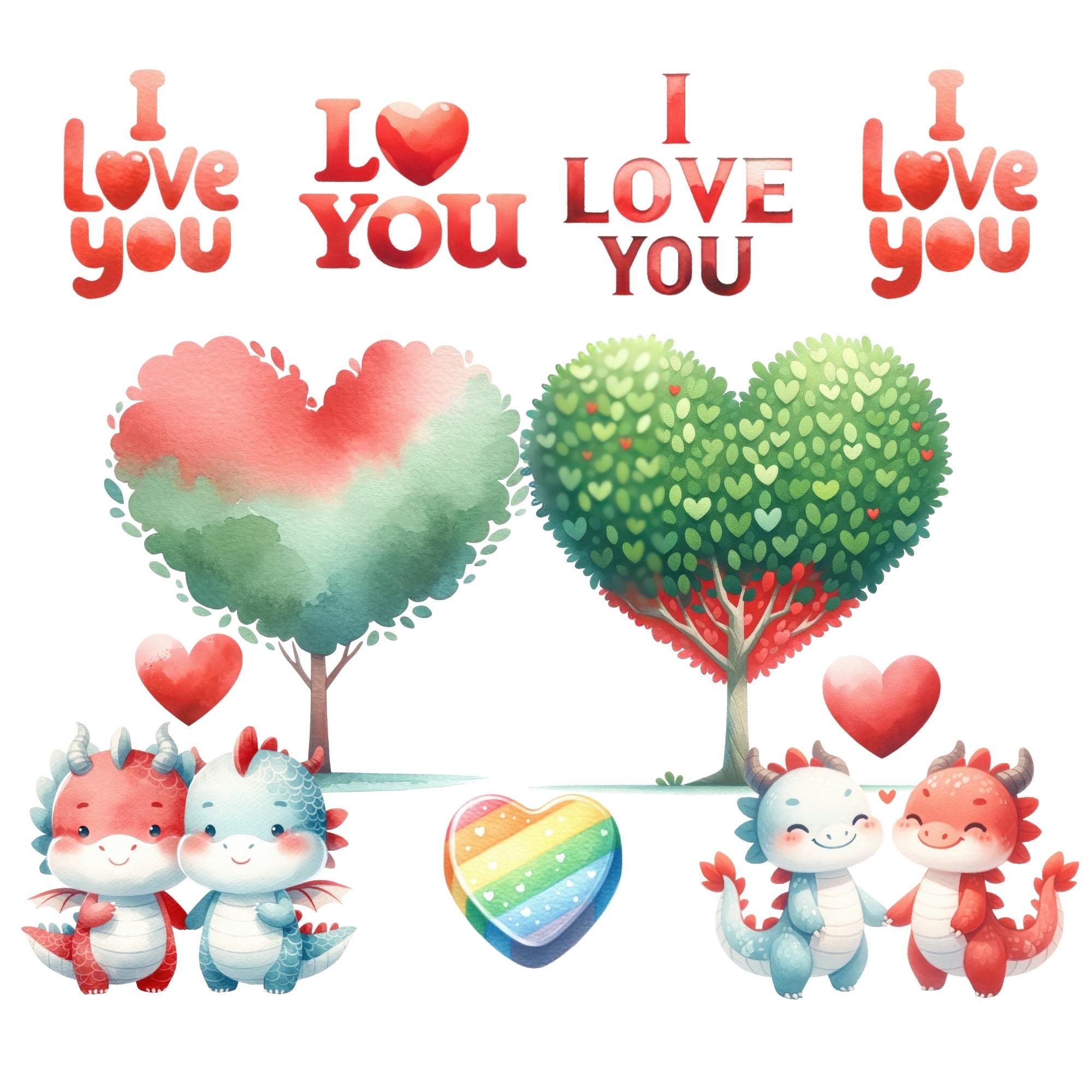 Cute Dragon Valentine Clipart, Dragon Love PNG, Love Heart PNG ...